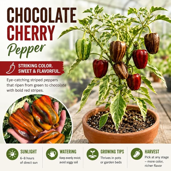Variegated Chocolate Cherry Peppers