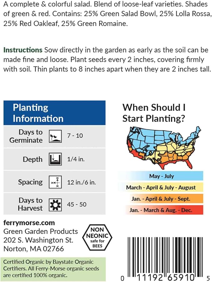 Lettuce Gourmet Blend Organic Seed Multipack - 7 Pack