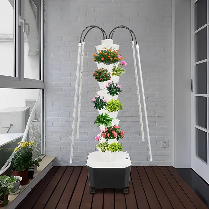 40 Pots With Growing Lights-white