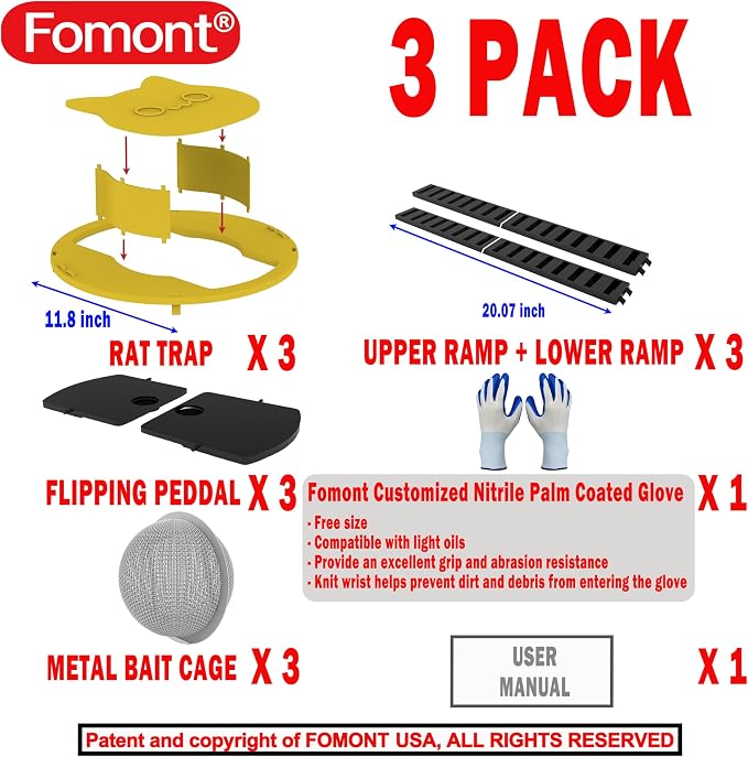 Yellow - 3 Pack, with Free Hand Glove