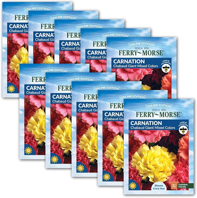 Carnation Chabaud Giant Mixed Colors Seed Bundle- 10 Pack